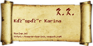 Káspár Karina névjegykártya